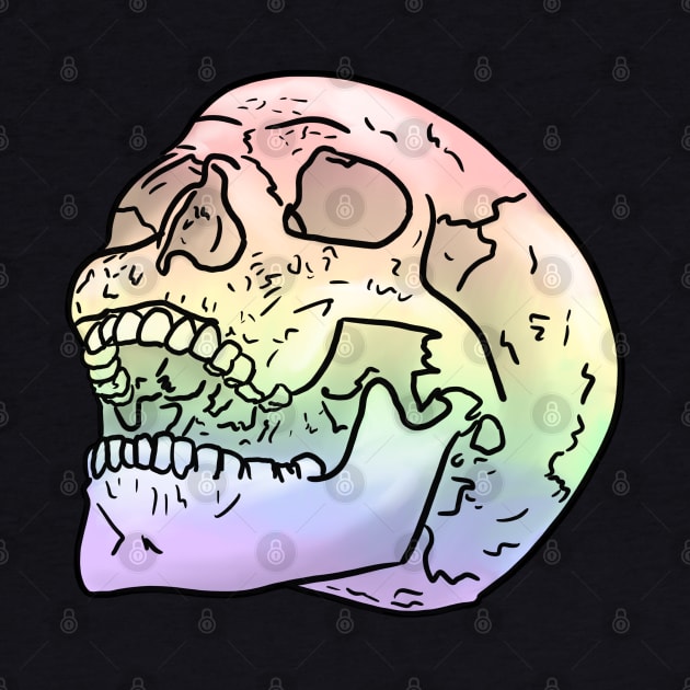 Pastel Rainbow Skull by GingerCatGirlPrime 